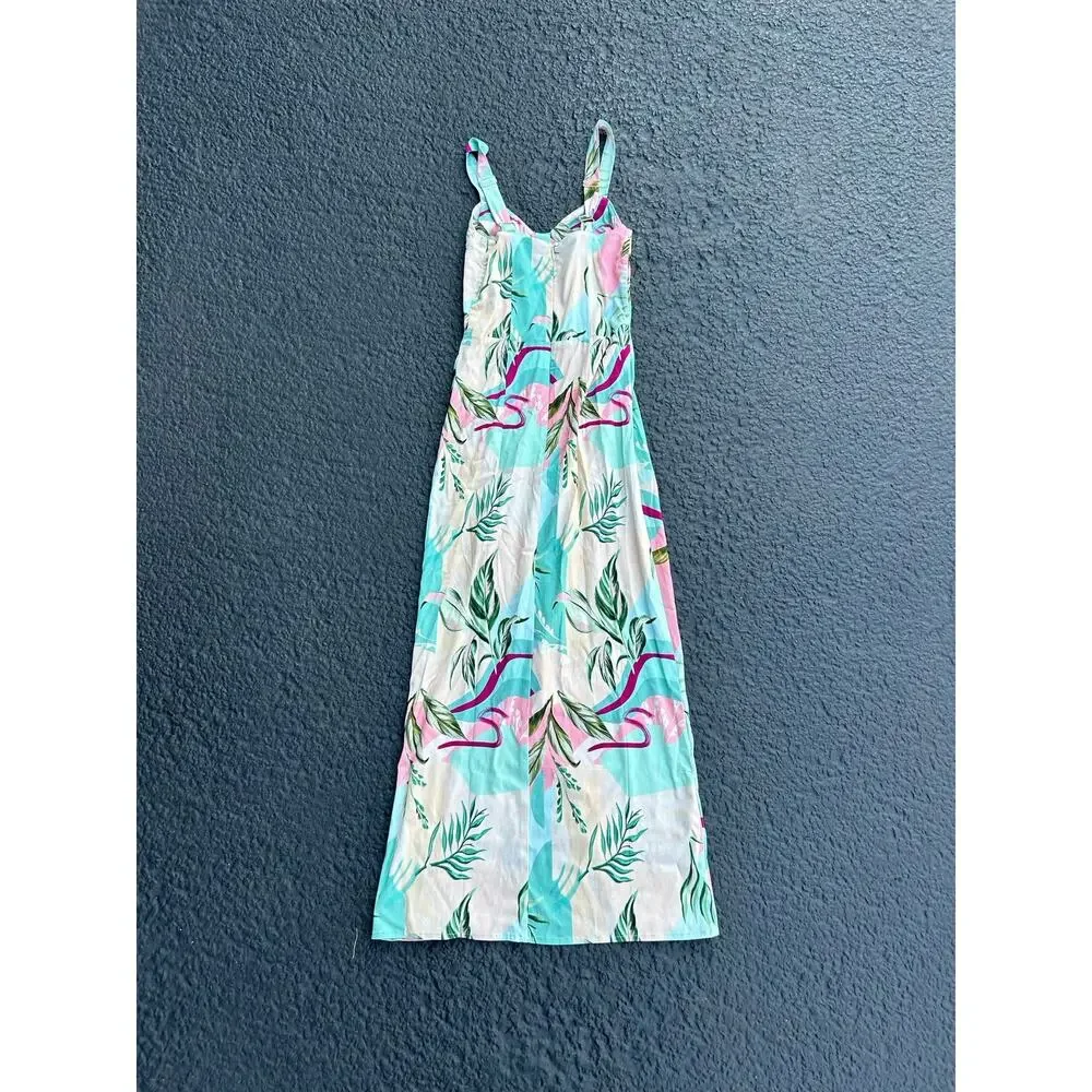 NWT Women’s Size XS Shore Brand Pink Tropical Barcelona Wrap Tank Dress - Picture 4 of 6